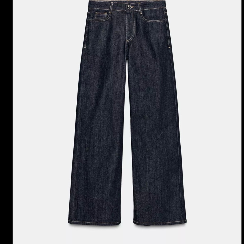 Zara Black High-Waist Wide-Leg Jeans - Picture 3 of 4